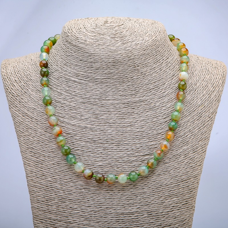 Necklace Brazilian Agate Smooth Bead, Diameter 8mm, Length 45cm+
