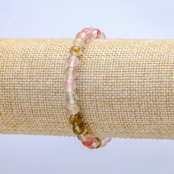 Elastic Bracelet Natural Chalcedony Stone Assorted Bead, Diameter 6(+-), Length 18cm+