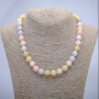 Necklace Morganite Natural Stone Smooth Bead, Diameter 10mm+-, Length 48cm+