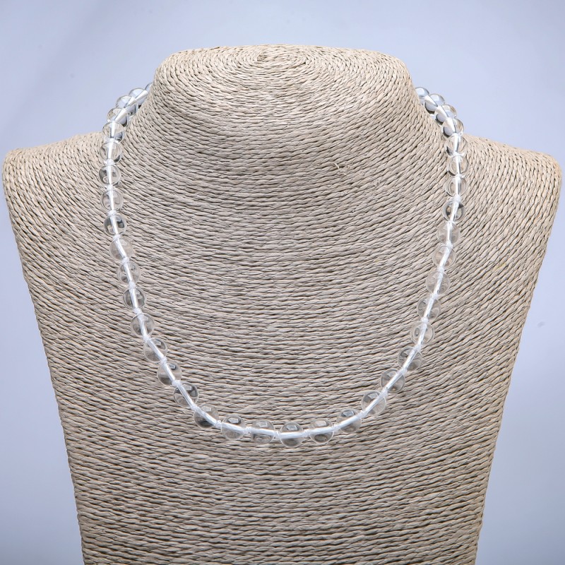 Necklace Rock Crystal Smooth Round Beads, Diameter 8mm+/-, Length 45cm+