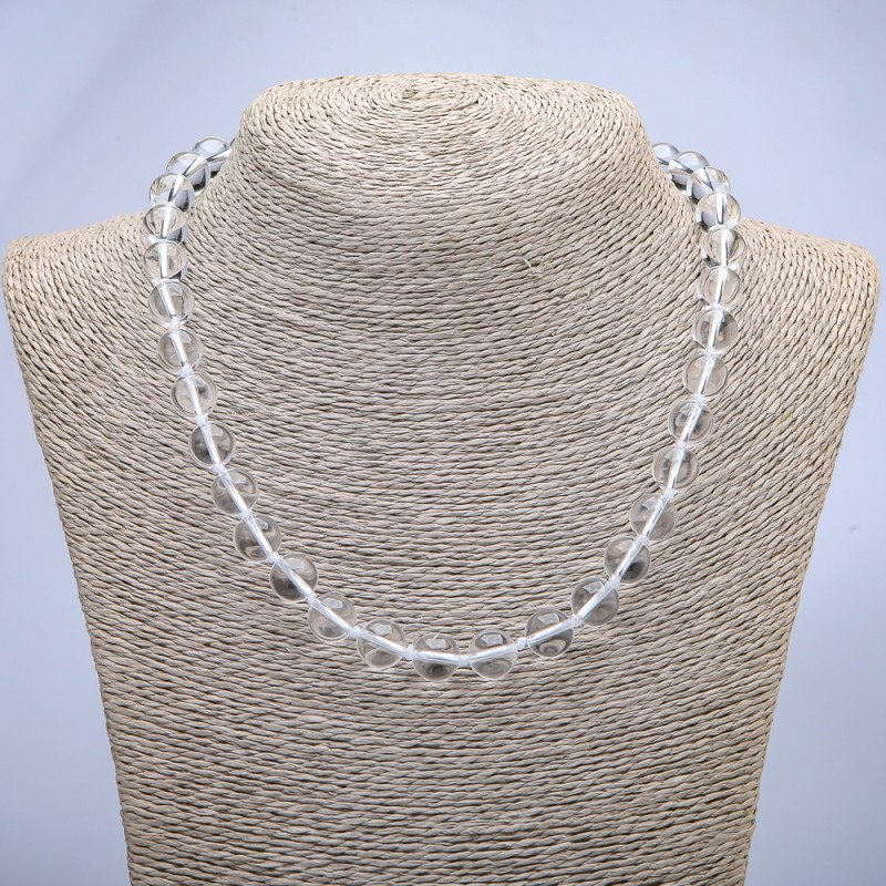 Necklace Rock Crystal Smooth Round Beads, Diameter 10mm+/-, Length 45cm+