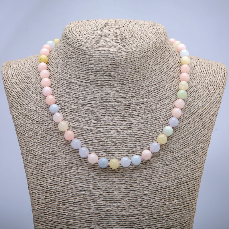 Necklace Natural Morganite Smooth Round Beads, Diameter 8mm+/-, Length 45cm+