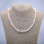 Necklace Natural Morganite Smooth Round Beads, Diameter 8mm+/-, Length 45cm+