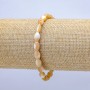 Elastic Bracelet Natural Beige Mother-of-Pearl Oval, Diameter 10x6.5mm+/-, Length 18cm+