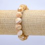 Elastic bracelet with natural mother-of-pearl, beige, smooth beads, diameter 10mm±, length 18cm±
