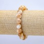 Natural Mother-of-Pearl Bracelet on Elastic, Beige Smooth Bead, Diameter 10mm+-, Length 18cm+
