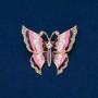 Sale! Butterfly Brooch Golden Metal, Enamel, White Rhinestones 46x52mm+