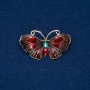 Clearance! Butterfly Brooch, Gold-Tone Metal, Enamel, Green Rhinestone 48x27mm +