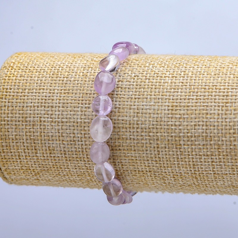 Natural Amethyst Tumbled Stone Bracelet on Elastic, Diameter 8x10(+-)mm, Length 18cm+