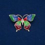 Sale! Butterfly Brooch, gold-tone metal, enamel and white rhinestones, 30x50mm +