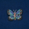 Sale! Butterfly Brooch, silver-tone metal, multicolor rhinestones, 35x50mm +