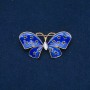 Clearance! Butterfly Brooch, Gold-Tone Metal, Enamel & White Rhinestone 48x24mm +