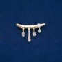 Brooch, Gold-Tone Metal, White Rhinestones and Bead 43x28mm +