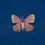 Sale! Butterfly Brooch, Gold-Tone Metal, Pink, Gold and White Rhinestones 38x47mm +
