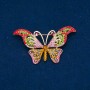 Sale! Butterflies Brooch, Gold-Tone Metal, Multicolor Rhinestones 64x37mm +