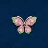Sale! Butterfly Brooch, Gold-Tone Metal, Pink and Turquoise Rhinestones and Pink Beads, 34x48mm +