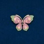 Sale! Butterfly Brooch, Gold-Tone Metal, Pink and Turquoise Rhinestones and Pink Beads, 34x48mm +