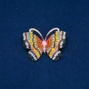 Sale! Butterfly Brooch, Gold-Tone Metal, Multicolor Rhinestones and Bead, 34x45mm +