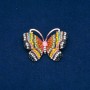 Sale! Butterfly Brooch, Gold-Tone Metal, Multicolor Rhinestones and Bead, 34x45mm +