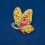 Sale! Butterfly Brooch, Gold-Tone Metal, Multicolor Rhinestones, 58x52mm +