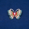Sale! Butterfly Brooch, Gold-Tone Metal, Multicolor Rhinestones and Bead, 34x45mm +