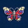 Sale! Butterfly Brooch, Silver-Tone Metal, Enamel and White Rhinestones, 48x70mm +