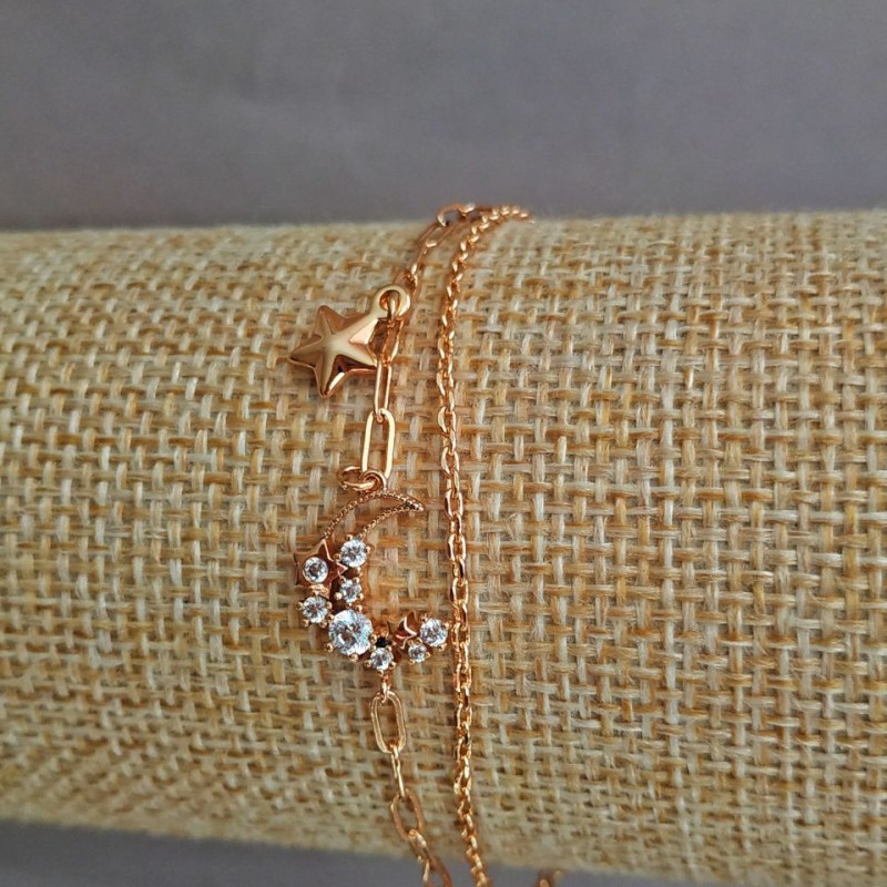 Xuping Bracelet 18K Gold Plated with White Rhinestones, length 16-18cm, thickness 3mm+