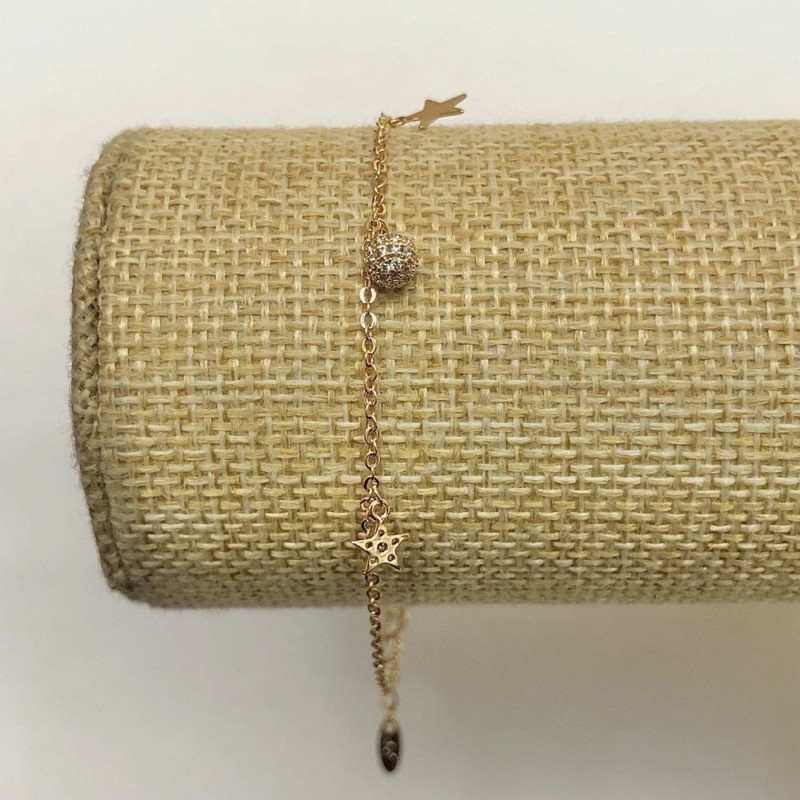 Xuping Bracelet 18K Gold Plated with White Rhinestones, length 18-20cm, thickness 2mm+