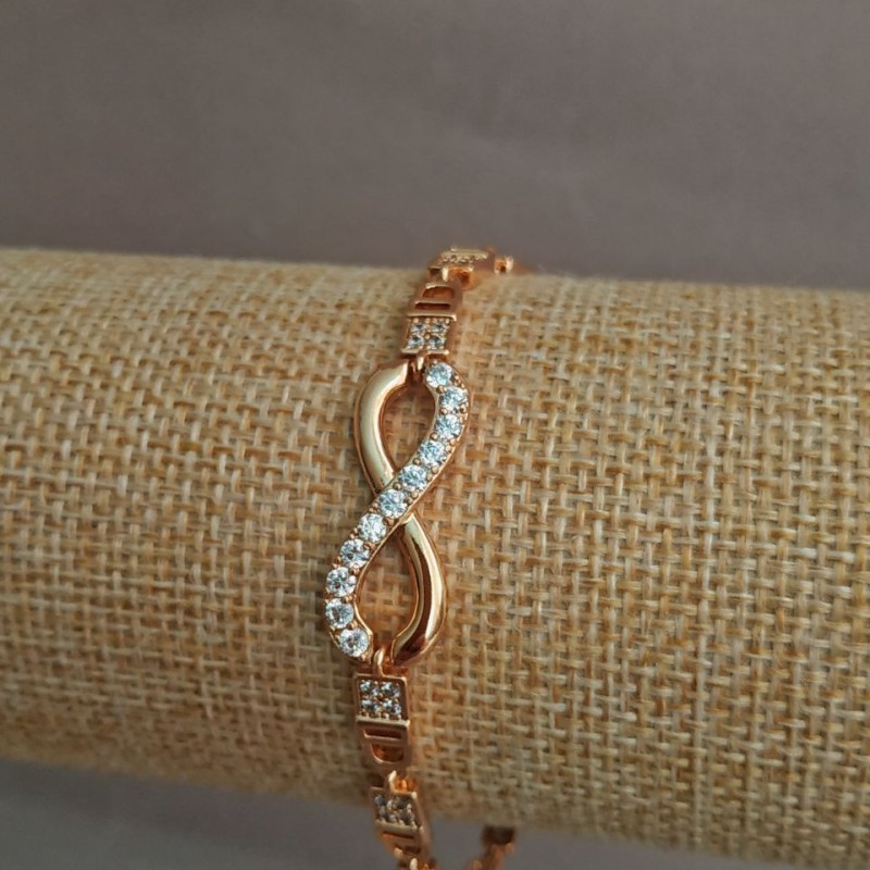 Xuping Bracelet 18K Gold Plated with White Rhinestones, length 17-19cm, thickness 3.7mm+