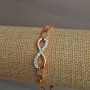 Xuping Bracelet 18K Gold Plated with White Rhinestones, length 17-19cm, thickness 3.7mm+