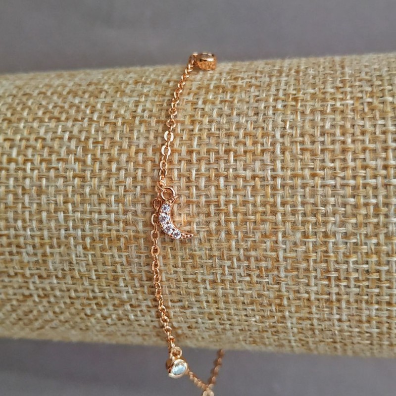 Xuping Bracelet 18K Gold Plated with White Rhinestones, length 17-19cm, thickness 1.2mm+