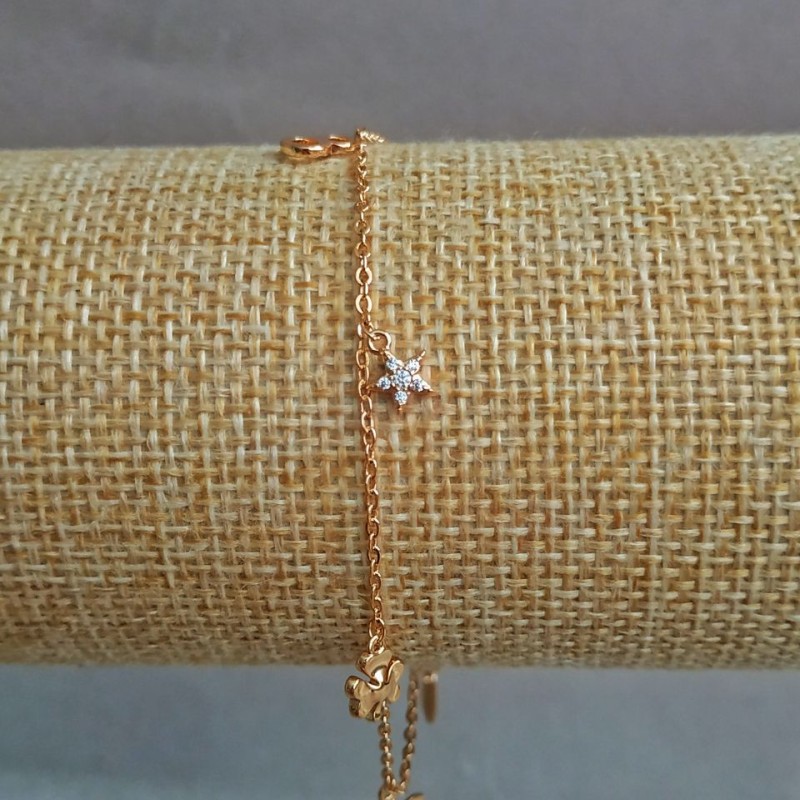 Xuping Bracelet 18K Gold Plated with White Rhinestones, length 19-21cm, thickness 1.2mm+