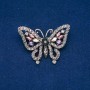 Sale! Butterfly Brooch, Dk. Gold-Tone Metal, Gray, Purple, Pink and Yellow Rhinestones, 38x52mm +