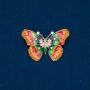 Sale! Butterfly Brooch, Gold-Tone Metal, Enamel and White Petrol Rhinestones, 30x44mm +