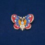 Sale! Butterfly Brooch, Gold-Tone Metal, Enamel and White, Light Blue, Lime Green and Pink Rhinestones, 30x45mm +