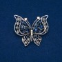 Sale! Butterfly Brooch, Silver-Tone Metal, Dk. Blue, Gray, White and Petrol Rhinestones, 46x52mm +