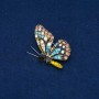 Sale! Butterfly Brooch, Gold-Tone Metal, Multicolor Rhinestones, 40x28mm +