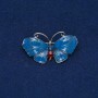 Sale! Butterfly Brooch, Dk. Silver-Tone Metal, Enamel, Blue Rhinestone, 48x27mm +