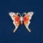 Sale! Butterfly Brooch Gold-Tone Metal, Enamel and White Rhinestones 43x52mm +