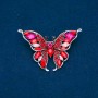 Sale! Butterfly Brooch Silver-Tone Metal, Red, Pink and White Rhinestones 37x60mm +