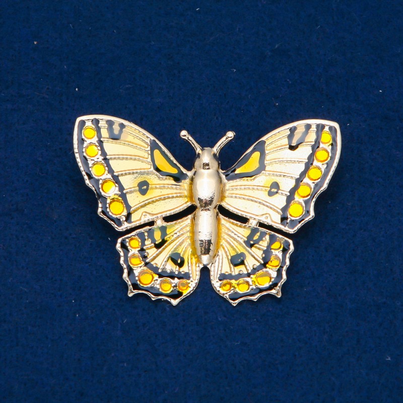 Sale! Butterfly Brooch Gold-Tone Metal, Enamel 40x60mm +