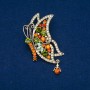 Sale! Butterfly Brooch Gold-Tone Metal, Gold-Tone, Green and Yellow Rhinestones 38x60mm +