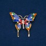 Sale! Butterfly Brooch Gold-Tone Metal, Enamel and White Rhinestones 48x54mm +