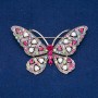 Sale! Butterfly Brooch Gold-Tone Metal, Multicolor Rhinestones 46x70mm +
