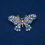 Sale! Butterfly Brooch Dark Silver-Tone Metal, Multicolor Rhinestones 32x60mm +