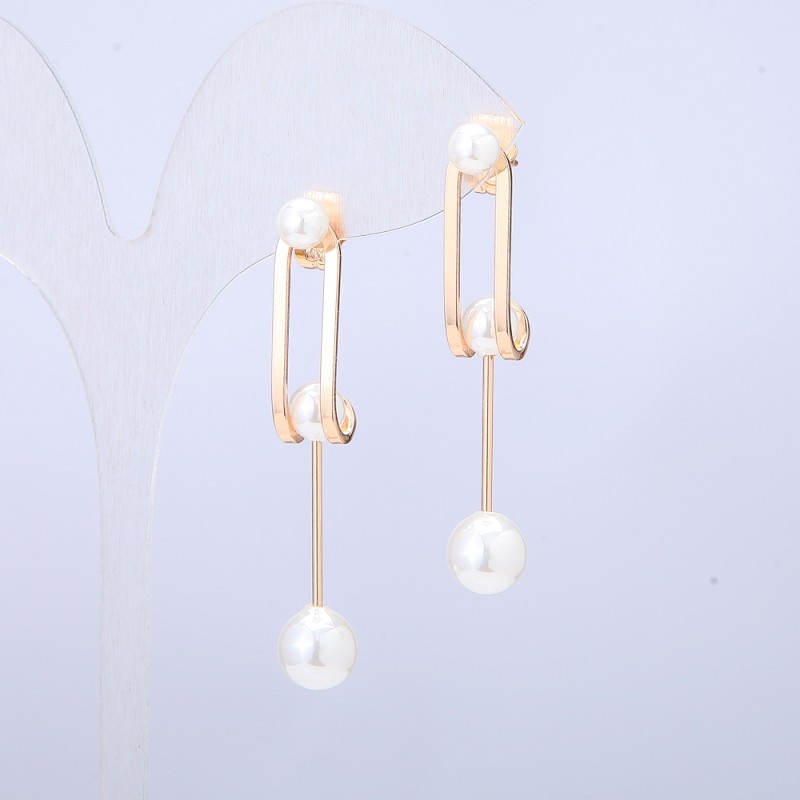 Xuping Earrings 18K Gold Plated with Majorica Pearl, diameter 47x6mm +