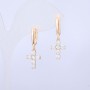 Xuping Earrings 18K Gold Plated Cross with White Rhinestones 28x10mm +
