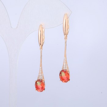 Xuping Earrings 18K Gold Plated with Red-Green Swarovski Crystals and White Rhinestones, length 46mm +