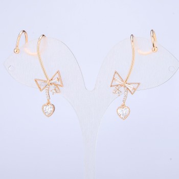 Xuping Ear Cuff 18K Gold Plated White Rhinestones, length 40mm +