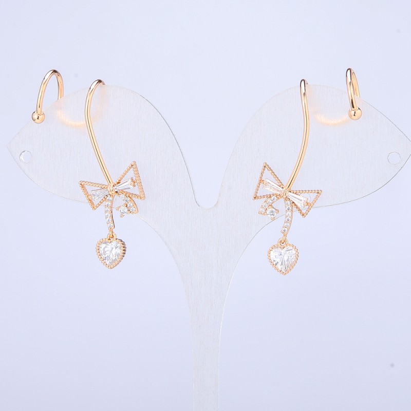 Xuping Ear Cuff 18K Gold Plated White Rhinestones, length 40mm +